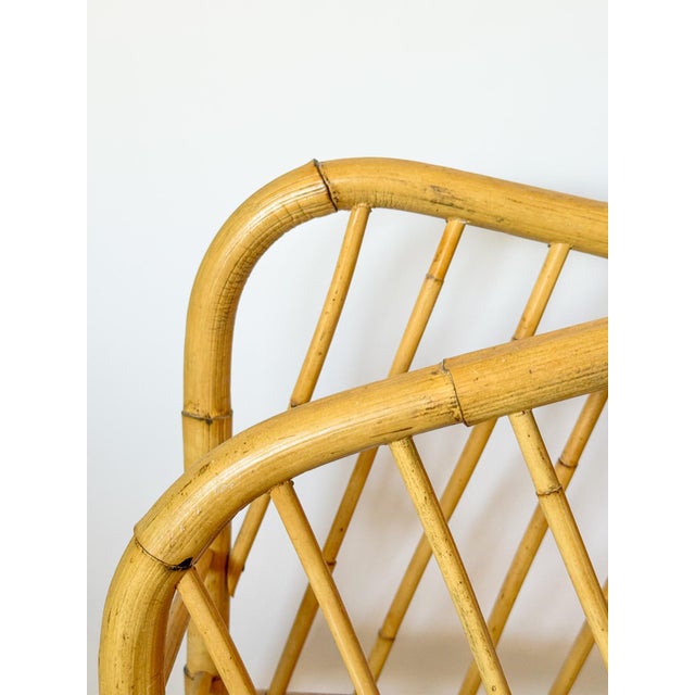 Vintage Coastal Boho Bamboo Rattan Magazine Rack For Sale In Dallas - Image 6 of 11