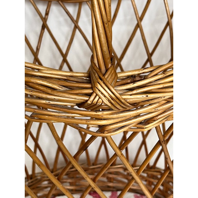 1980s Vintage French Lattice Style Basket With Handle For Sale - Image 5 of 11