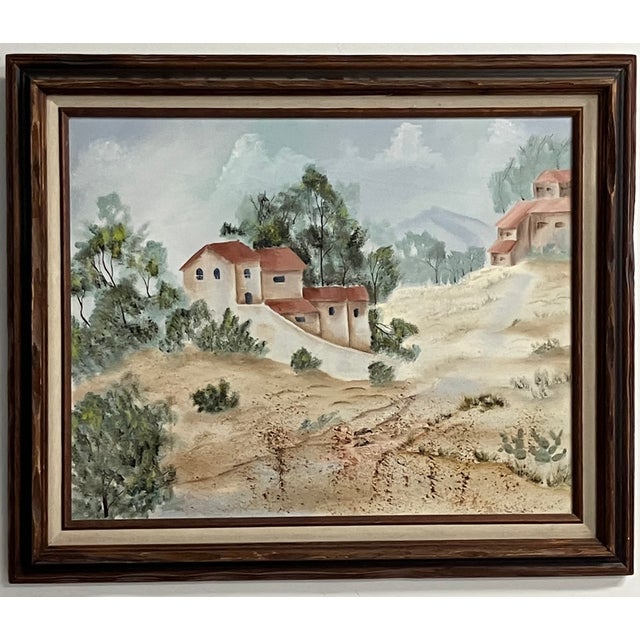 Vintage Mediterranean Hillside Landscape – Unattributed Oil Painting, Framed For Sale - Image 15 of 15