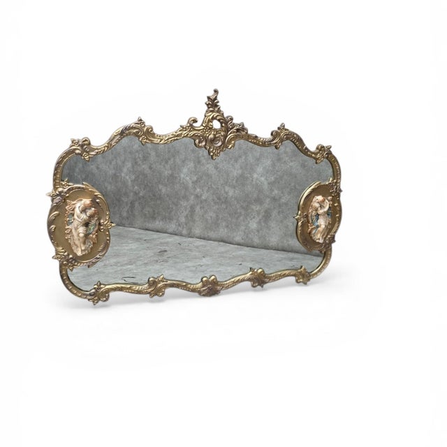 Mid 20th Century Vintage French Rococo Louis XV Style Gold Wall Mantle Mirror For Sale - Image 5 of 5