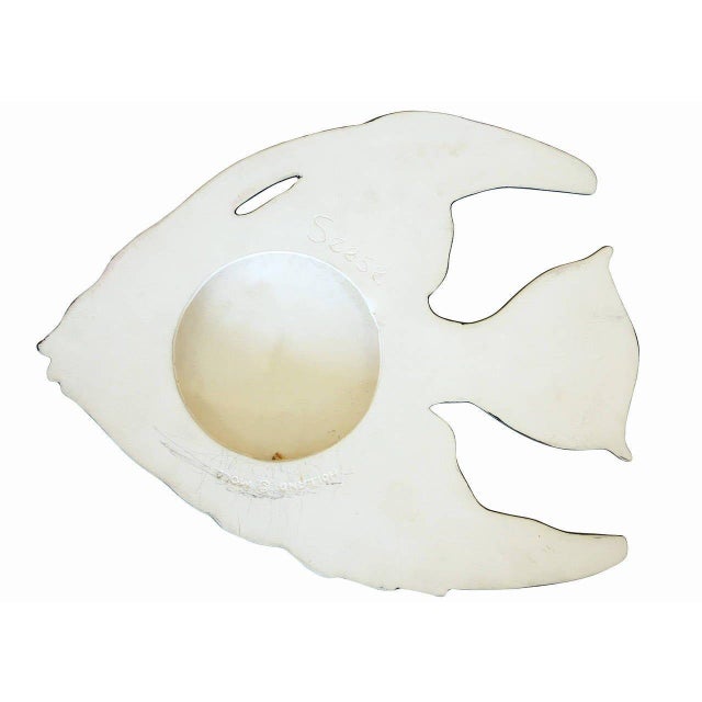 Mid-Century Modern Mid-Century Ceramic Black & Gold Plaster Aquatic Angelfish Wall Art, Set of 4 For Sale - Image 3 of 9