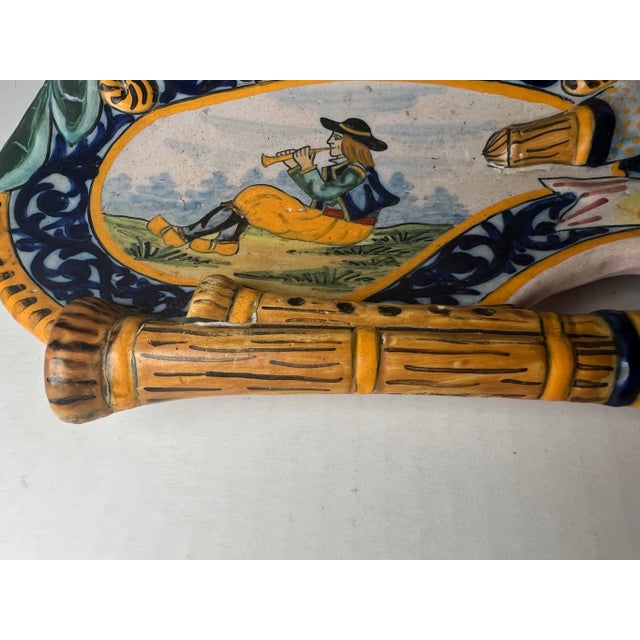 French Country Stunning Antique Quimper French Faience Inkwell Tray For Sale - Image 3 of 11