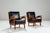Mid-Century Modern Belgian Lounge Chairs in Oak with Leather Cushions, 1960s, Set of 2 For Sale - Image 3 of 17