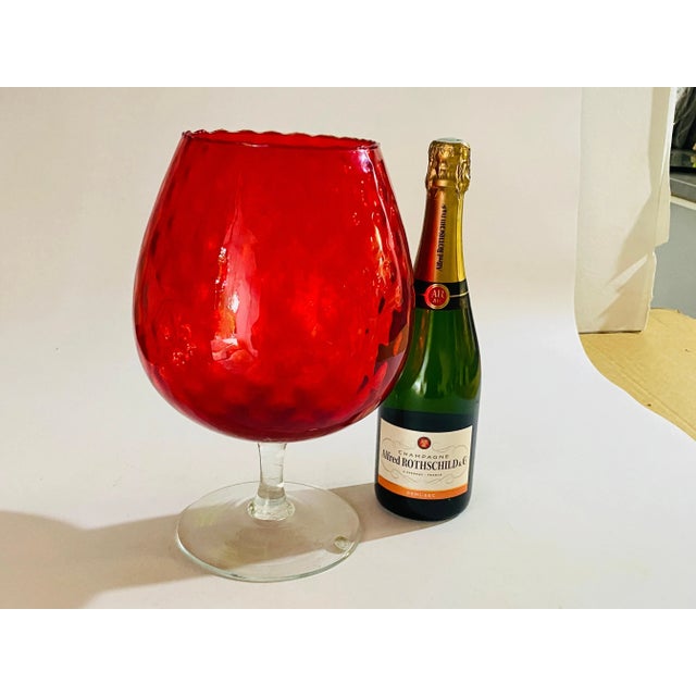 Red Red Glass Empoli Vase with Relief Patterns, Italy, 1960 For Sale - Image 8 of 10