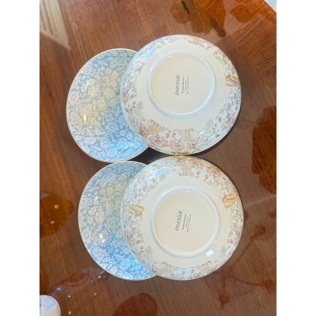1990s Porcelain Bunny Bowl, Blue Floral Interior, Gold Trim, by Envogue, 8.5" Diameter 4 Pc For Sale - Image 15 of 15