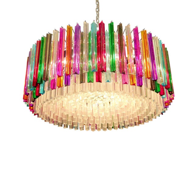 Silver Large Italian Pendant Light with 393 Multicolored Prisms from Justfurnituress SRL For Sale - Image 8 of 12