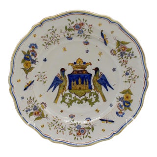 Early 19th Century French Faience Armorial Plate For Sale