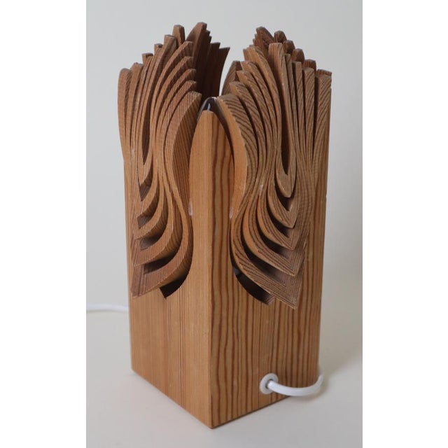 Mid-Century Modern Swedish Sculptural Pine Table Lamp, 1970s For Sale - Image 6 of 13