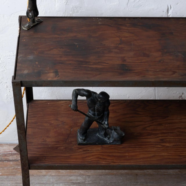 Industrial Console Table With Lamp, C.1930s For Sale In Savannah - Image 6 of 10