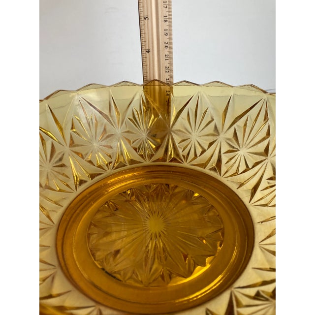 Vintage Hazel Atlas Williamsport Diamond Starburst Honey Amber Square Glass Bowl For Sale In New York - Image 6 of 9