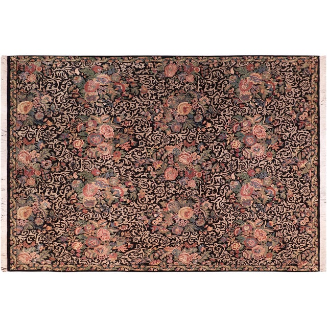 Elegant Shabby Chic Pak-Persian Black/Rust Wool Rug - 8'1'' X 10'3'' For Sale - Image 9 of 9