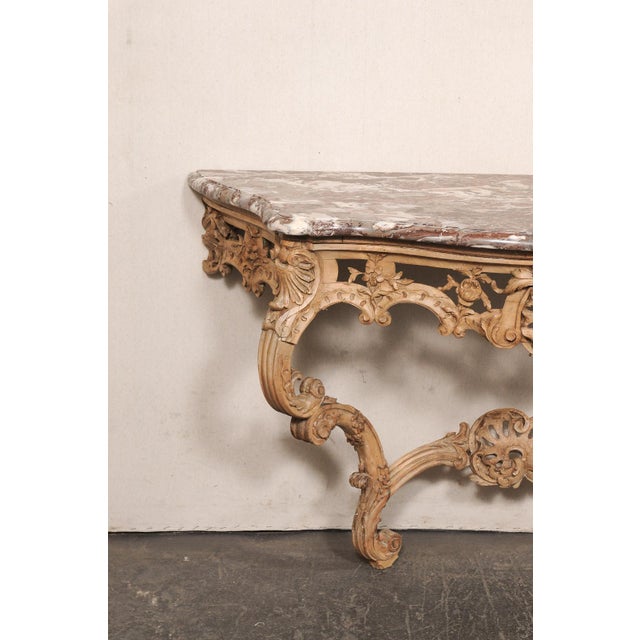 Early 19th Century Early 19th Century French Rocaille Carved Marble Top Consoles For Sale - Image 5 of 13