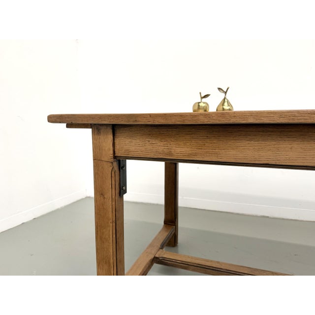 Brown Vintage Farmhouse Dining Table in Oak, 1970s For Sale - Image 8 of 18