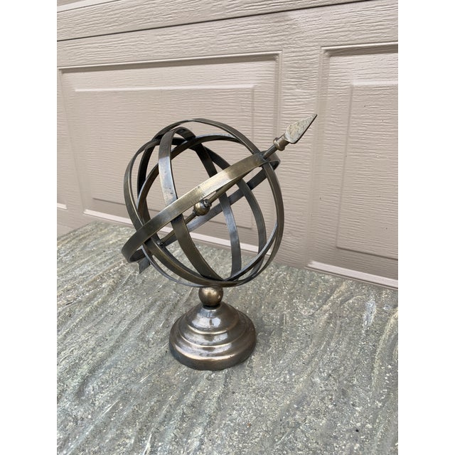 Late 20th Century Vintage French Country Brass Garden Armillary Sundial For Sale - Image 5 of 10