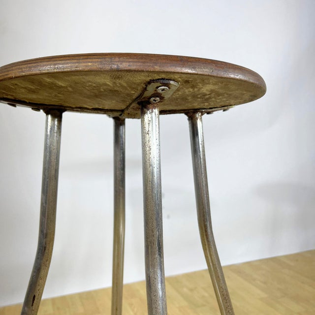 Industrial Stools in Tubular Steel and Plywood Seat, 1960s, Set of 2 For Sale - Image 15 of 18