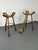 Set of 2 Vntage Brutalist ´Marbella' Bar stools. Three-legged stools in stained beechwood with circular metal footrests,...