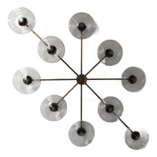 21st Century Dieci Bronze Clear Murano Flush Mount by Fabio LTD For Sale