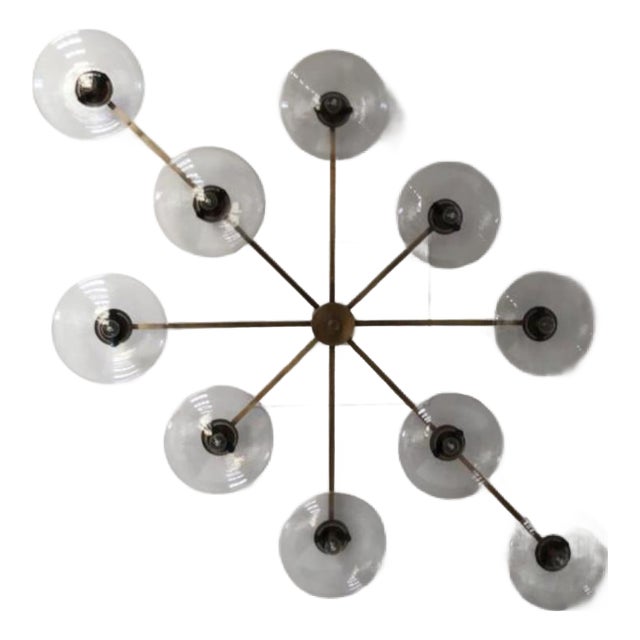 21st Century Dieci Bronze Clear Murano Flush Mount by Fabio LTD For Sale