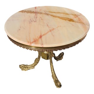 Vintage French Marble and Brass Coffee Table, 1969 For Sale