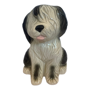 1940s Porcelain Shaggy Sheep Dog Planter