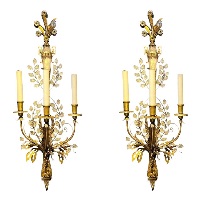 1900's Caldwell Large 3 Lights Sconces - a Pair For Sale