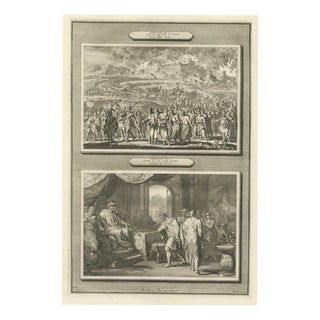 Pieter Mortier, Burning of Jerusalem and the Release of Jehoiachin, 1700, Engraving For Sale