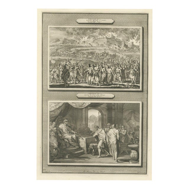 Pieter Mortier, Burning of Jerusalem and the Release of Jehoiachin, 1700, Engraving For Sale
