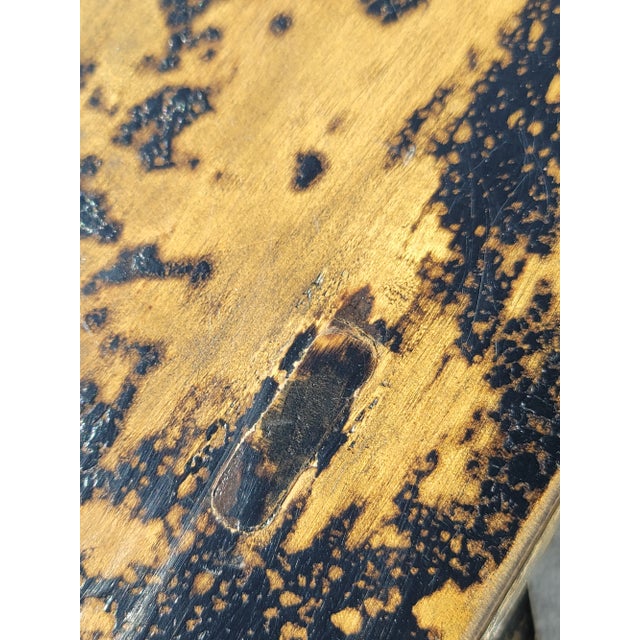 Black Vintage French Country Farmhouse Chic Metalic Gold & Black Crackle Bench Stool For Sale - Image 8 of 13