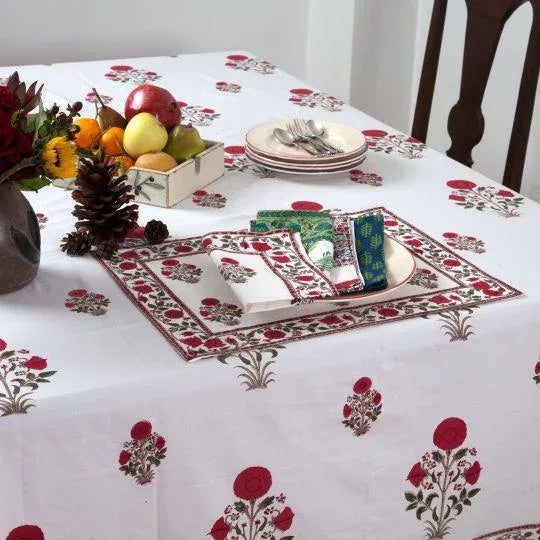 Amaya 10-Seat Red Tablecloth For Sale - Image 4 of 6