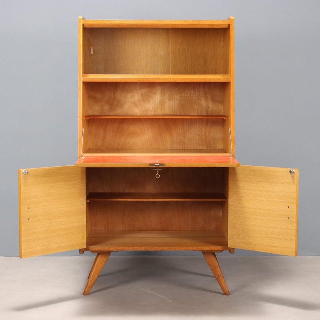Teak Veneer Drop-Leaf Cabinet, 1960s For Sale - Image 4 of 11