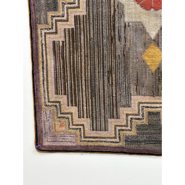 Vintage Hand Hooked Geometric Area Rug For Sale - Image 11 of 18