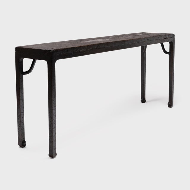 Chinese Crackled Lacquer Console Table With Ball Feet, C. 1800 For Sale - Image 4 of 7