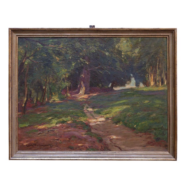 Wilhelm Feldmann, Forest Landscape Bathed in Sunlight, 1900, Oil Painting For Sale