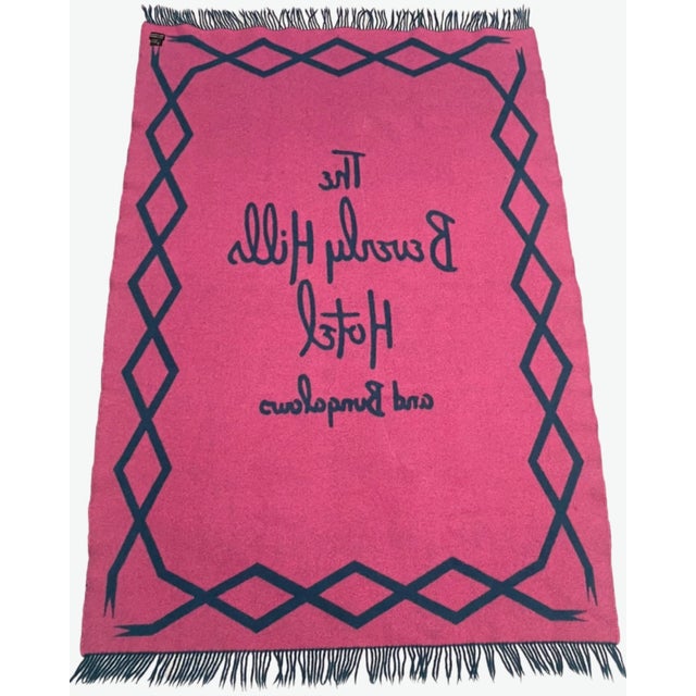 1980s Vintage Asprey for the Beverly Hills Hotel Wool Blanket Made in Scotland For Sale - Image 5 of 8