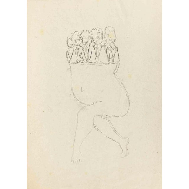 Black marker drawing on paper. Hand signed lower right. Very good condition. This piece is attributed to the mentioned...