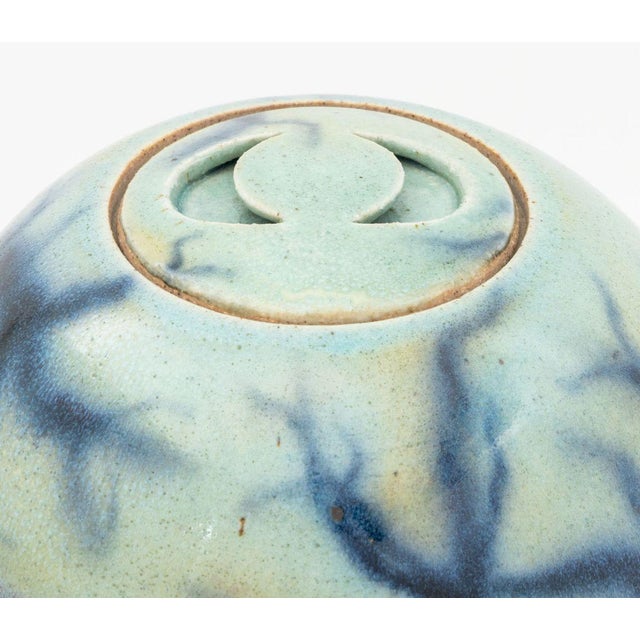 Contemporary Signed Modern Glazed Art Pottery Covered Jar For Sale - Image 3 of 10