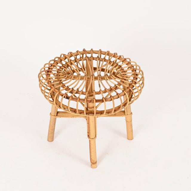 Italian Side Table in Rattan and Bamboo from Franco Albini, 1960s For Sale - Image 3 of 11