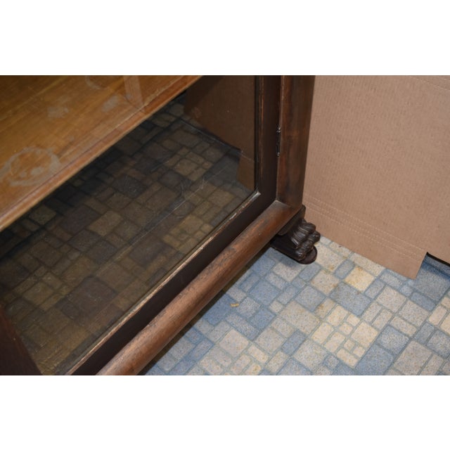 Mid 20th Century Vintage Victorian Bookcase With Leaded Glass Doors For Sale - Image 5 of 10