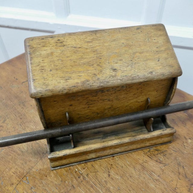 Brown Oak Stationary or Letter Box with Pen Holder For Sale - Image 8 of 9
