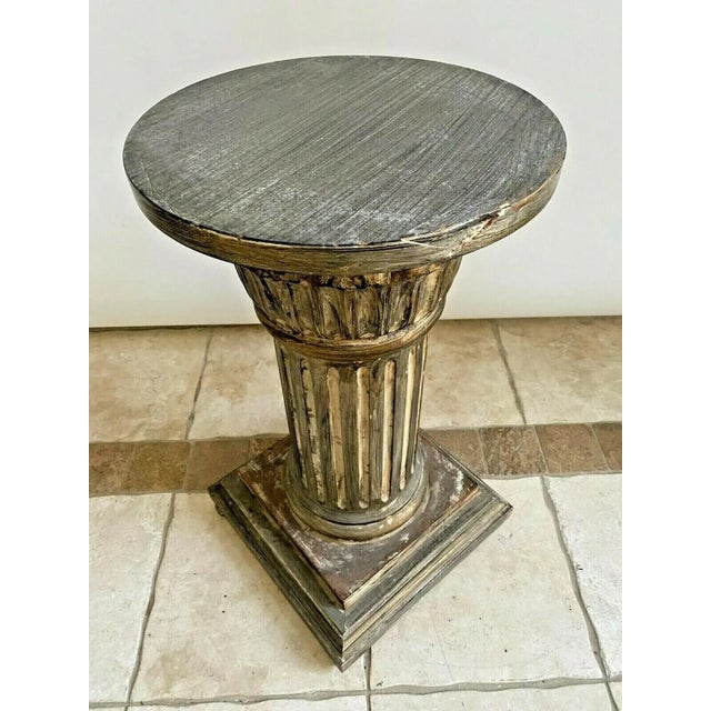 Vintage Roman Style Column Bust Plant Stand Pedestal Carved Solid Wood For Sale In Palm Springs - Image 6 of 10