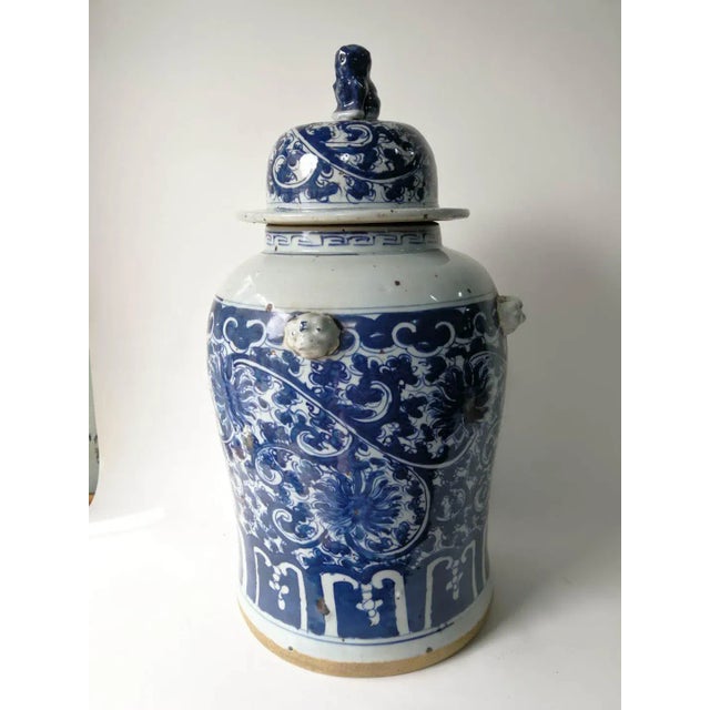 Oriental Blue and White Decorative Porcelain Ginger Jar For Sale In Greensboro - Image 6 of 12