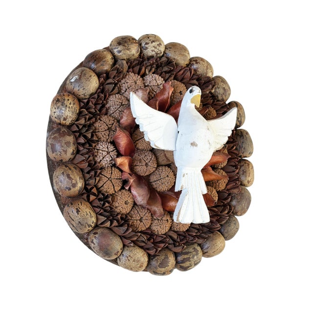 Religious Vintage Wooden Dove Bird Sculpture 7.5" Diameter For Sale - Image 3 of 7