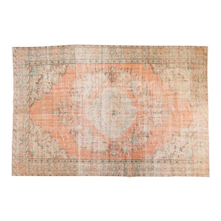 Vintage Distressed Oushak Carpet - 6'3" x 9'5" For Sale