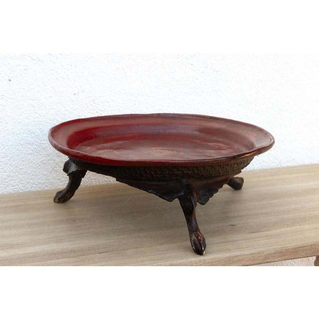 Offering Elegance, Antique Burmese Lacquered Tray For Sale - Image 4 of 10