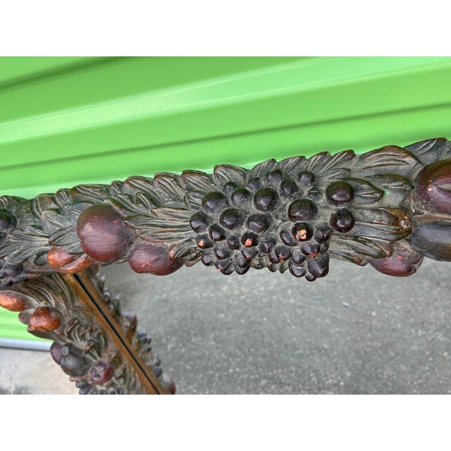 Vintage Chunky Carved Square Mirror With Fruit and Foliage For Sale - Image 4 of 9