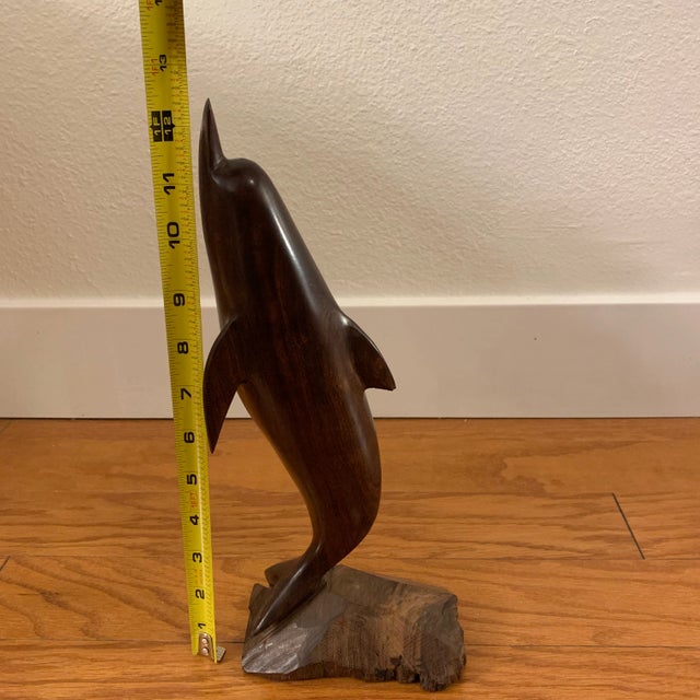 1970s Vintage Ironwood Dolphin Sculpture For Sale - Image 12 of 13