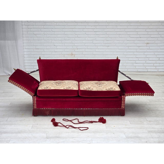 Spanish Sofa in Velour with Ash Legs, Denmark, 1970s For Sale - Image 9 of 18