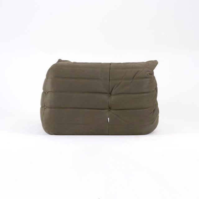 Rare Ligne Roset Togo 3-Piece Lounge in Stone Olive Leather For Sale - Image 14 of 16