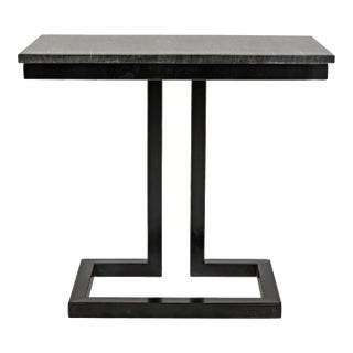 Alonzo Side Table in Black Metal with Marble For Sale