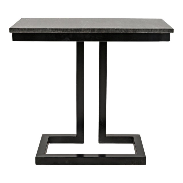 NOIR Alonzo Side Table in Black Metal with Marble For Sale